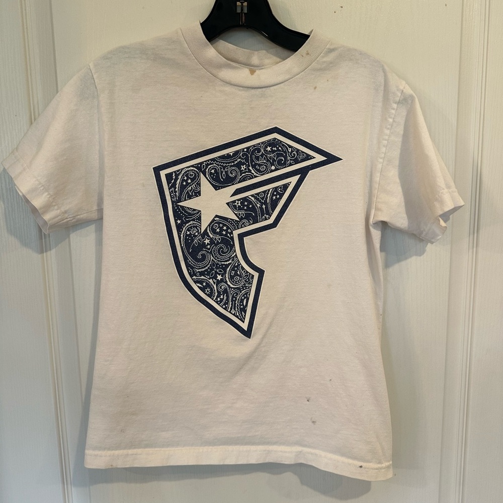 Famous Stars and Straps blue White Short Sleeve Tshirt sz small *FAIR CONDITION